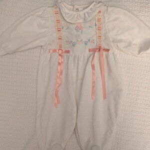 VINTAGE 90s Baby Girl Knit Footie - Little Me 0-6 Months